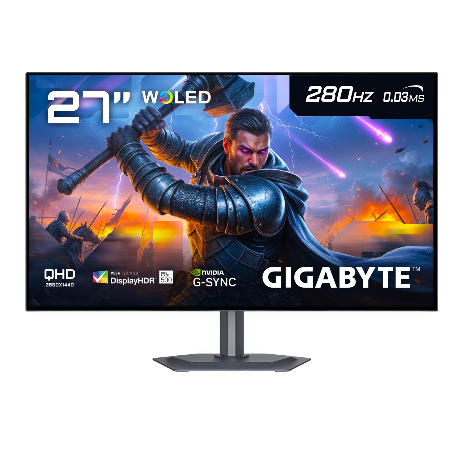 Monitor Gamer Oled Gigabyte Mo27q28g, 27" Qhd, 280hz, 0.03 Ms Gtg, 99% Antirreflejo, Hdr