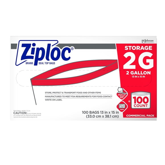 Bolsas de almacenamiento SC Johnson Professional Ziploc de 2 galones, 100 unidades