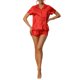 thumbnail image 1 of INSPIRE CHIC Conjunto de Pijama de Satén para Mujer Regreso a Clases Manga Corta con Botones Ropa de Dormir y Conjunto de Pantalones Cortos de Loungewear Sedoso M Rojo, 1 of 6