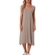 thumbnail image 2 of INSPIRE CHIC Vestido largo de dormir de algodón para mujer con bolsillos, suave, sin mangas, cuello redondo, camisón, ropa de estar, L Beige, 2 of 6