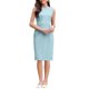 thumbnail image 2 of INSPIRE CHIC Vestido lápiz sin mangas con cuello barco para mujer, vestido de oficina hasta la rodilla, talla 2XL, azul claro, 2 of 5