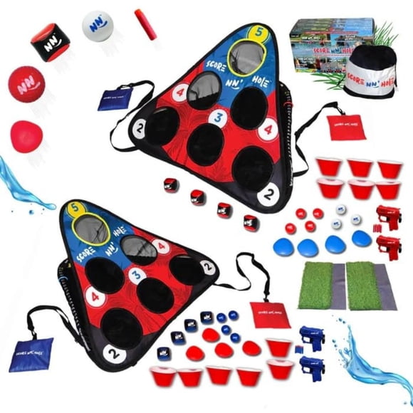 Set de juego SCORE NN' Hole flotante de cornhole, golf y beer pong