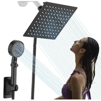 Genericio - Cabezal De Ducha De Lluvia Cuadrado De Alta Presión De 8'' Negro