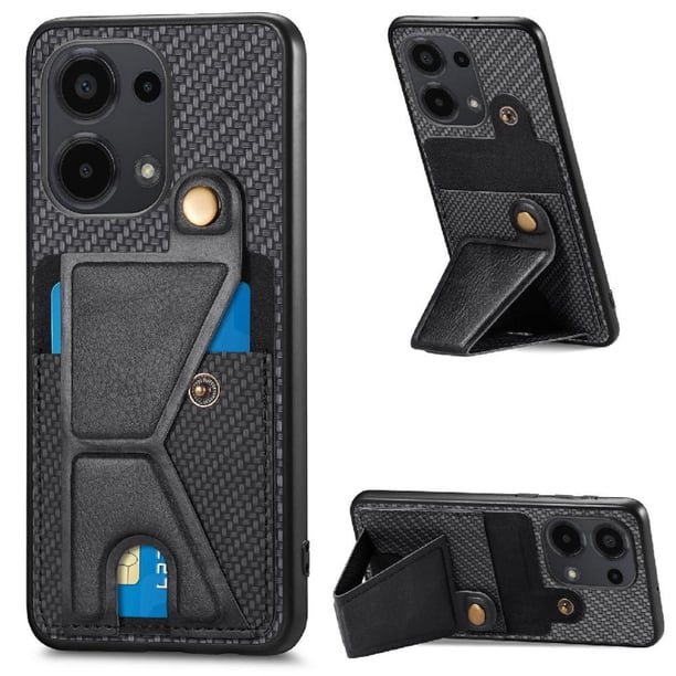 Funda Resistente para Xiaomi Redmi Note 13 Pro 4G con Tarjetero y Soporte, Diseño Magnético Negro
