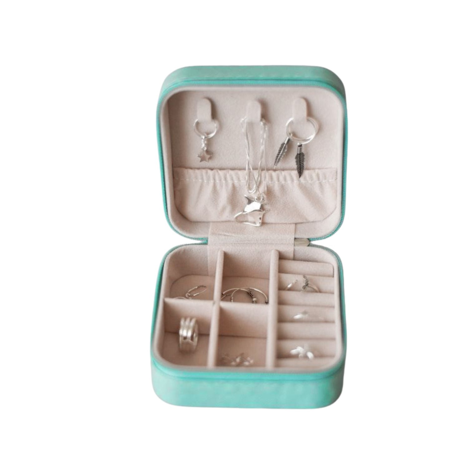 Disparo - Estuche Organizador Joyas Cuadrado 10cm Joyero Turquesa