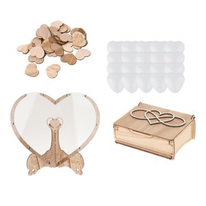 Magideal - Libro De Visitas De Boda Con Forma De Corazón, Marco De Libro De Visitas Con Caja De Corazón, Decoraciones De Boda Para Recepción, Marco De Madera, Li