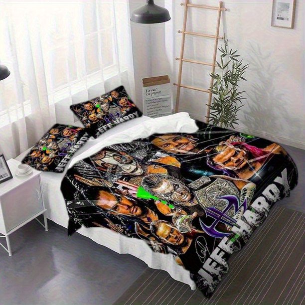 Three-Piece Set Jeff Hardy Wrestling Collage Printed Duvet Cover Set Stylish Quilt Combination