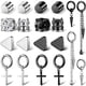 thumbnail image 1 of 10 pares de pendientes magnéticos de acero inoxidable con circonitas, sin perforaciones, para hombre. Material duradero., 1 of 5