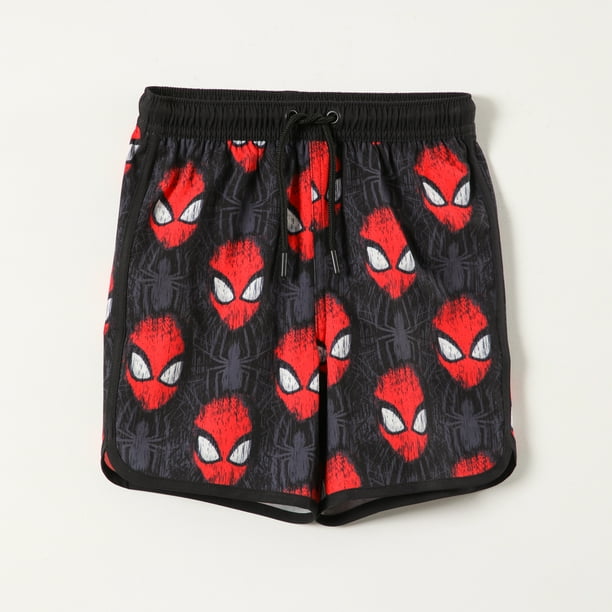 Traje de Baño Niño Caras Spiderman Negro Marvel