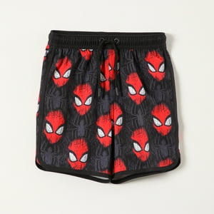 Traje De Baño Niño Caras Spiderman Negro Marvel