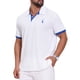 thumbnail image 5 of INSPIRE CHIC Camisa Polo de Piqué con Patrón para Hombre, Camisas de Polo de Golf de Color Contraste M Blanco, 5 of 6