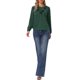 thumbnail image 2 of INSPIRE CHIC Blusa de Manga Larga con Cuello Volante para Mujer, Regreso a Clases, Día de San Valentín, Talla L, Verde Oscuro, 2 of 6