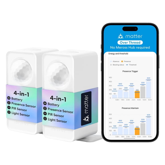 Sensor de Presencia meross MS605 4 en 1 Batería IP67 Paquete de 2
