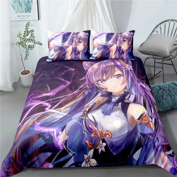 Touhou Project Remilia Scarlet FlandreDuvet Cover With Pillowcases Purple Bedding Linen Genshin Impact Bedclothes