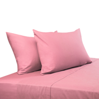 Importclick - Juego Sábanas Algodón Poliéster 200 Hilos + 2 Fundas King Rosado