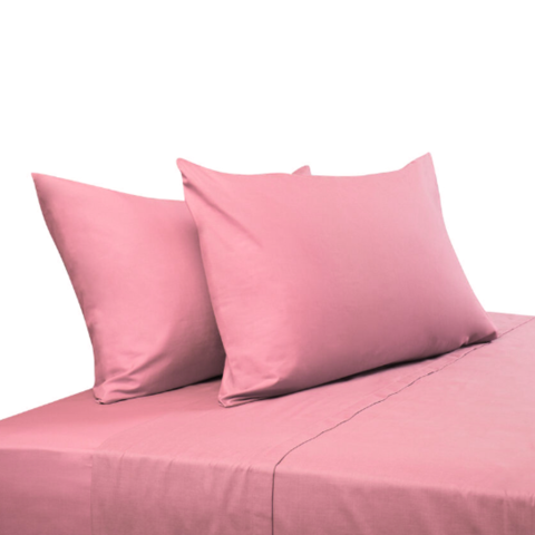 Importclick - Juego Sábanas Algodón Poliéster 200 Hilos + 2 Fundas King Rosado
