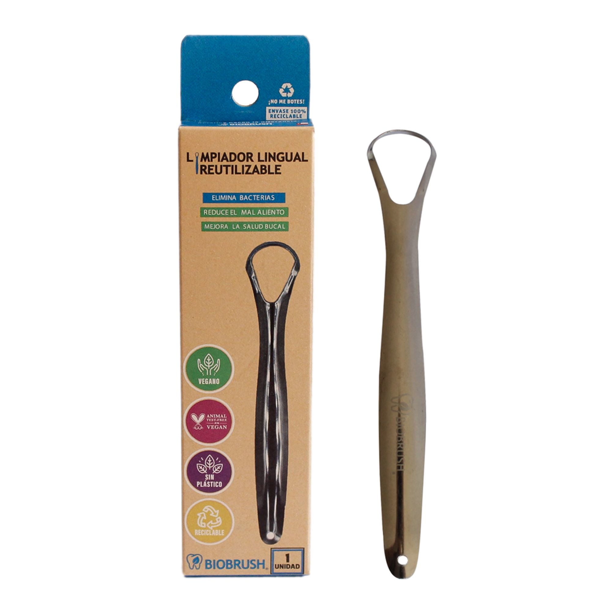 Limpiador Lingual Acero Inoxidable 1 Un Biobrush