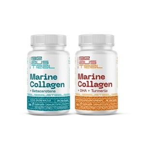 Colágeno+Betacaroteno Y Colágeno+Dha+Curcuma Pack 2 Frascos 60 Cápsulas Be Austral