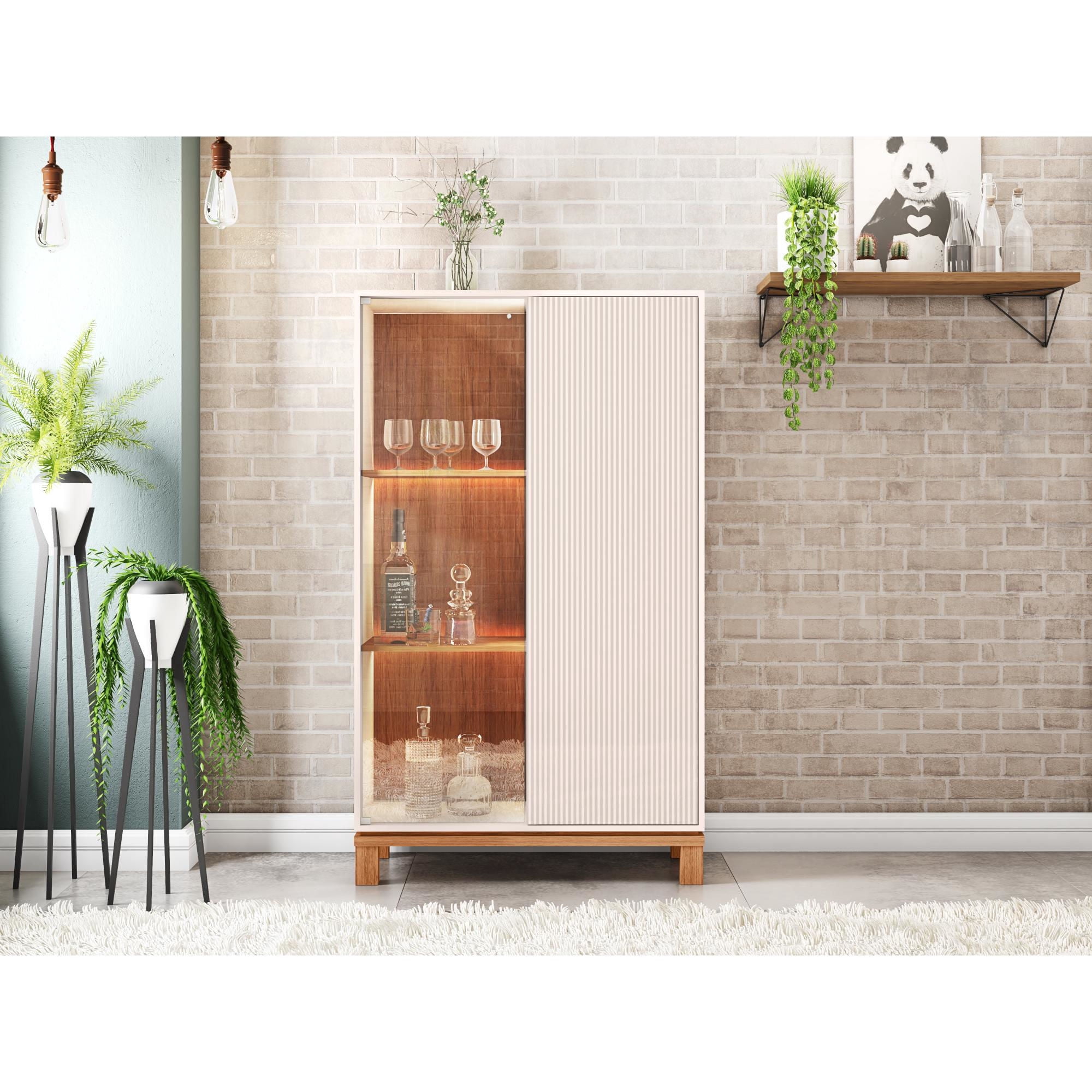 Decocasa - Vitrina Mondrian Blanco - Castaño