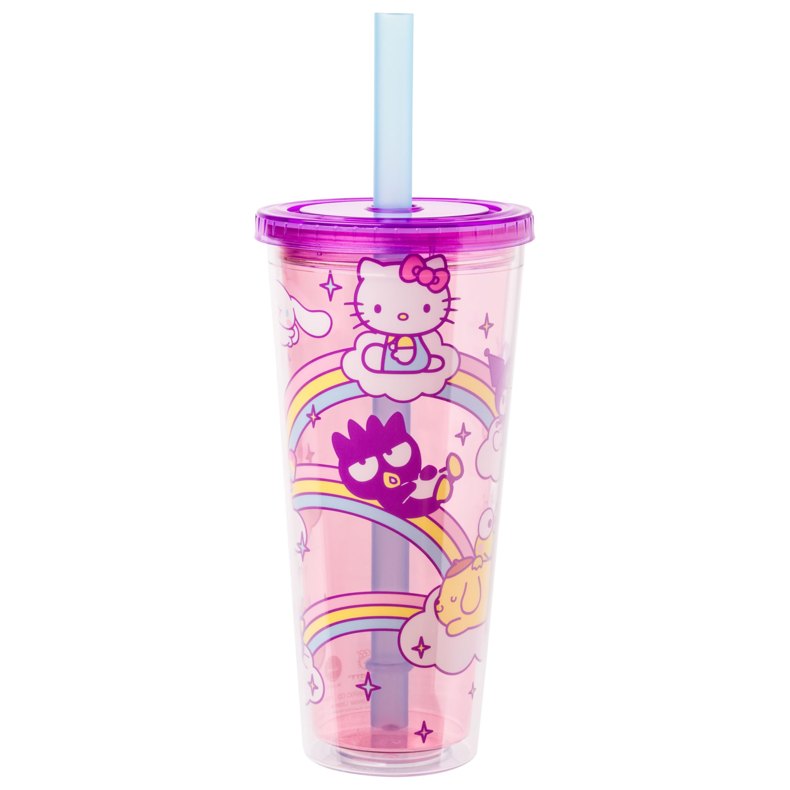 Vaso Silver Buffalo Sanrio Hello Kitty De 700 Ml Con Tapa Y Pajita