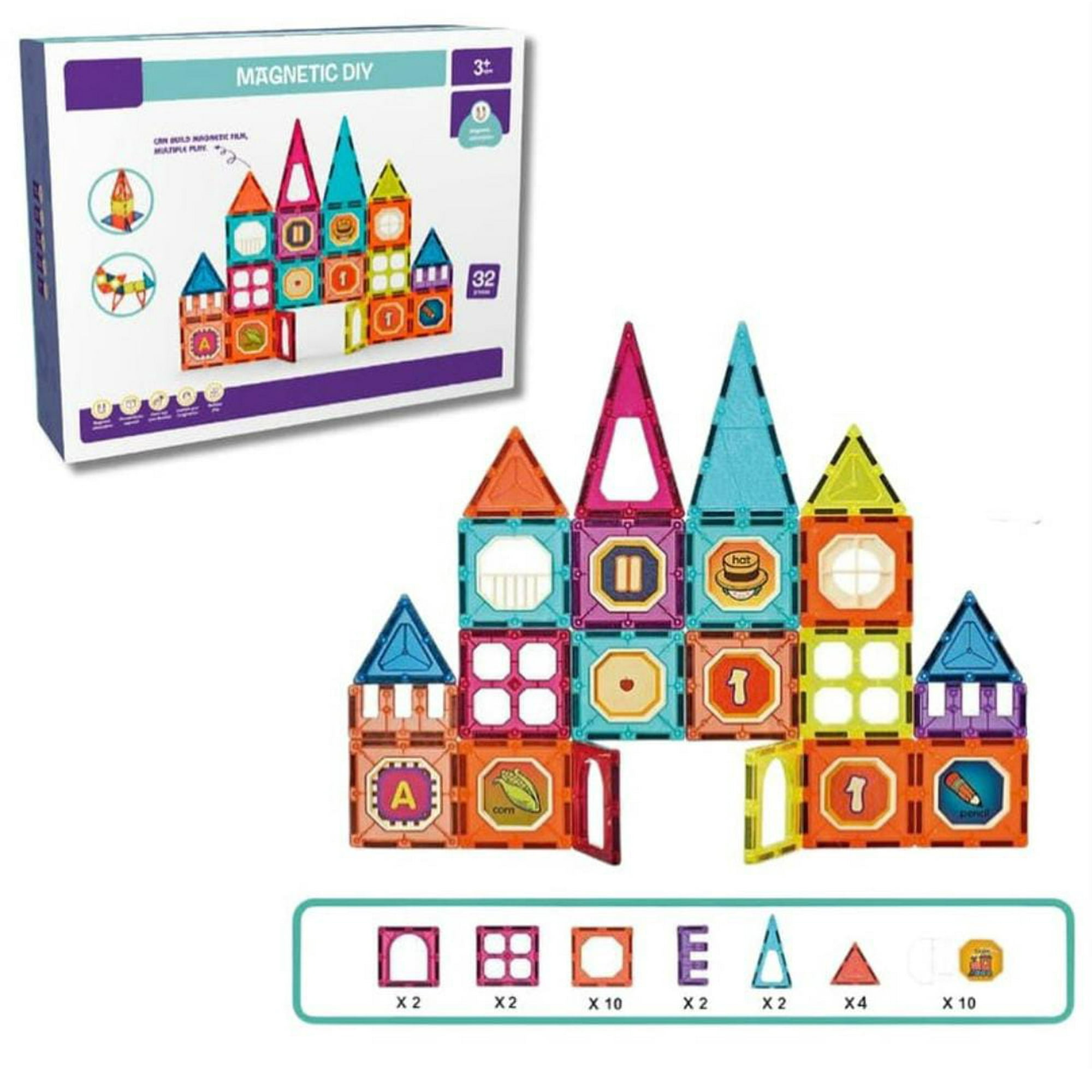 Oem - Puzzle Bloques De Construcción Magnéticos 32 Piezas