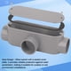 thumbnail image 3 of Cuerpo de conduit CKVIHAV tipo T de PVC rígido de 1.5 cm con tapa, gris, paquete de 2, 3 of 7