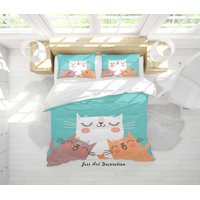 Milsleep - 3D Cartoon Animal Cat Pattern Quilt Cover Set Ropa De Cama Set Funda Nórdica
