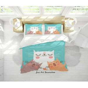 Milsleep - 3D Cartoon Animal Cat Pattern Quilt Cover Set Ropa De Cama Set Funda Nórdica