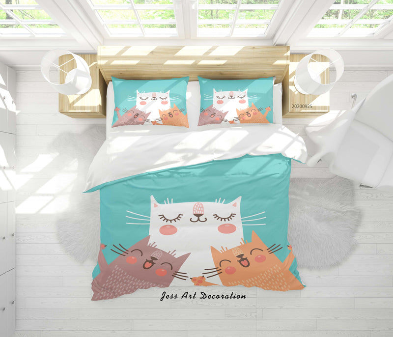 Milsleep - 3D Cartoon Animal Cat Pattern Quilt Cover Set Ropa De Cama Set Funda Nórdica