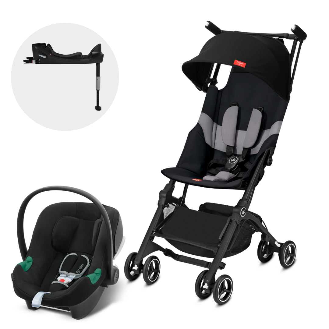 Gb - Coche Travel System Pockit Plus At Negro + Aton B2 + Base