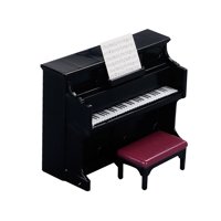 Magideal - Piano Para Casa De Muñecas Con Taburete, Modelo De Piano De Cola 1/12, Caja Para Habitación De Casa De Muñecas, Accesorio Para Instrumentos Musicales, Negro