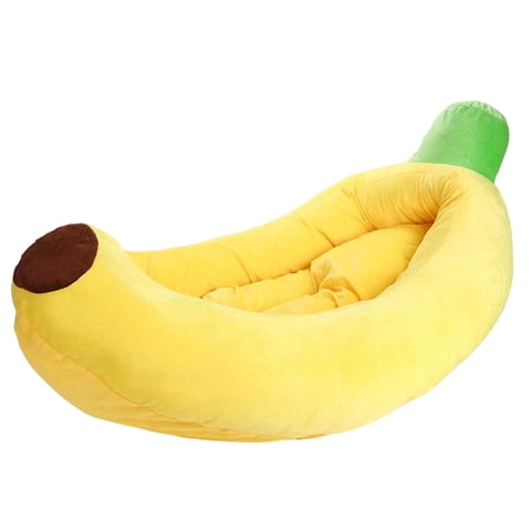 Magideal - Cama Para Perros, Cama Para Mascotas, Motivo De Plátano, Lujoso, Cama De Cojín De Cachorro Suave Y Extraíble, Cama De Gato Para Gatos, Perros Pequeños L