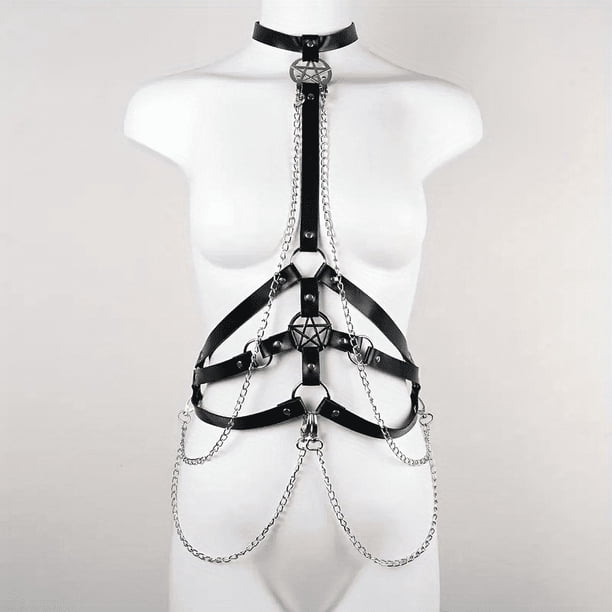 1pc BDSM PU Material Chain Adjustable Leather Binding Corset Sm Erotic Supplies Leather Bondage Coat