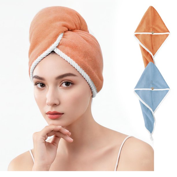 PACK X 2 GORROS TURBANTE DE MICROFIBRA naranja