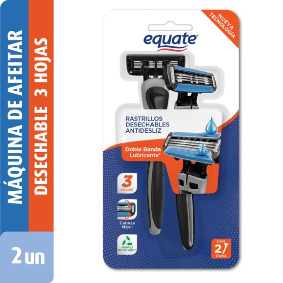 Máquina de Afeitar Desechable Hombre, 3 Hojas, 2 Un