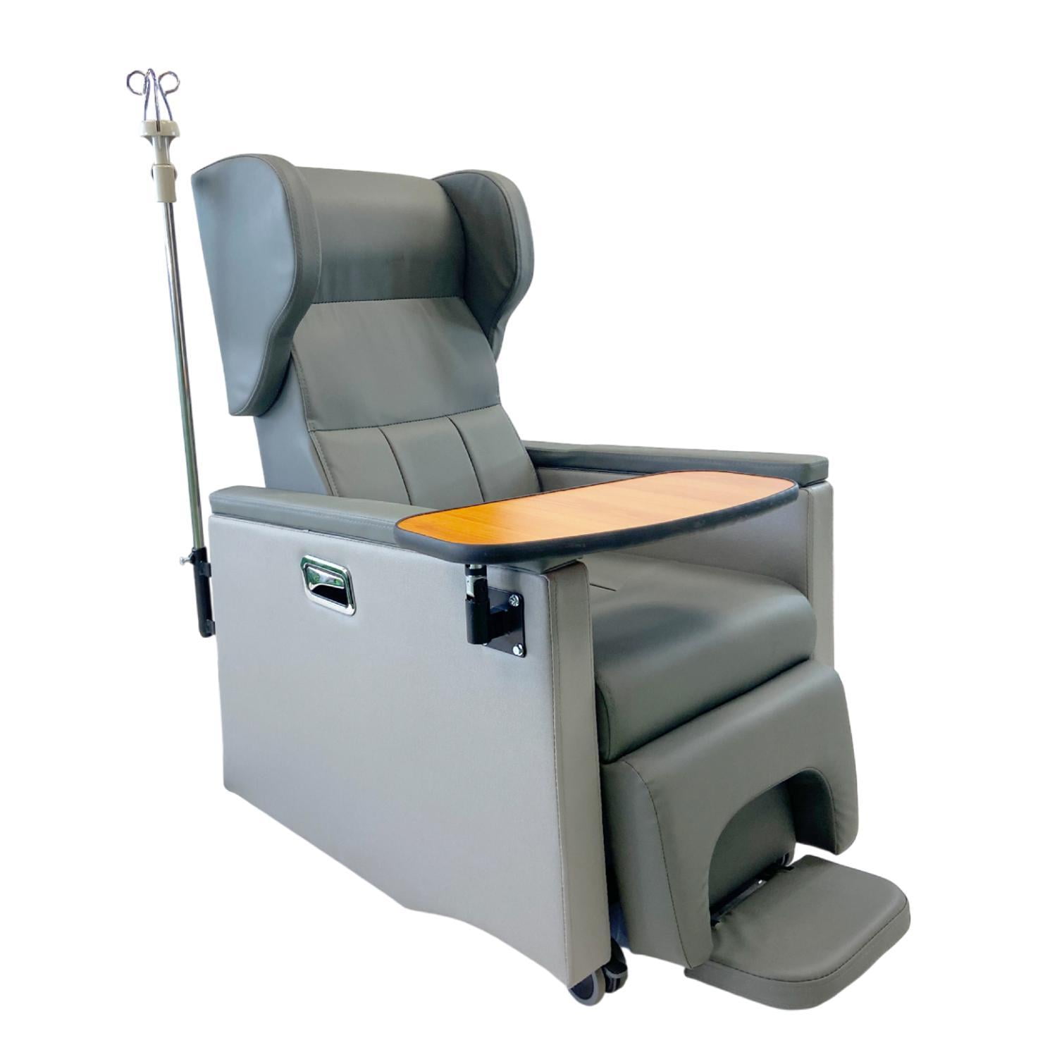 Glomed - Butaca Clínica Reclinable Con Portasuero Y Mesa Gris