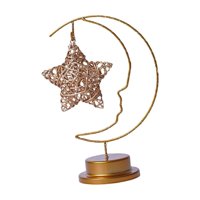 Magideal - Luz Colgante De Metal Decoraciones Adorno Lámpara De Luz De Noche Luz De Noche Para Fiesta De Festival Oficina Al Aire Libre Familia Estrellas De Ratán