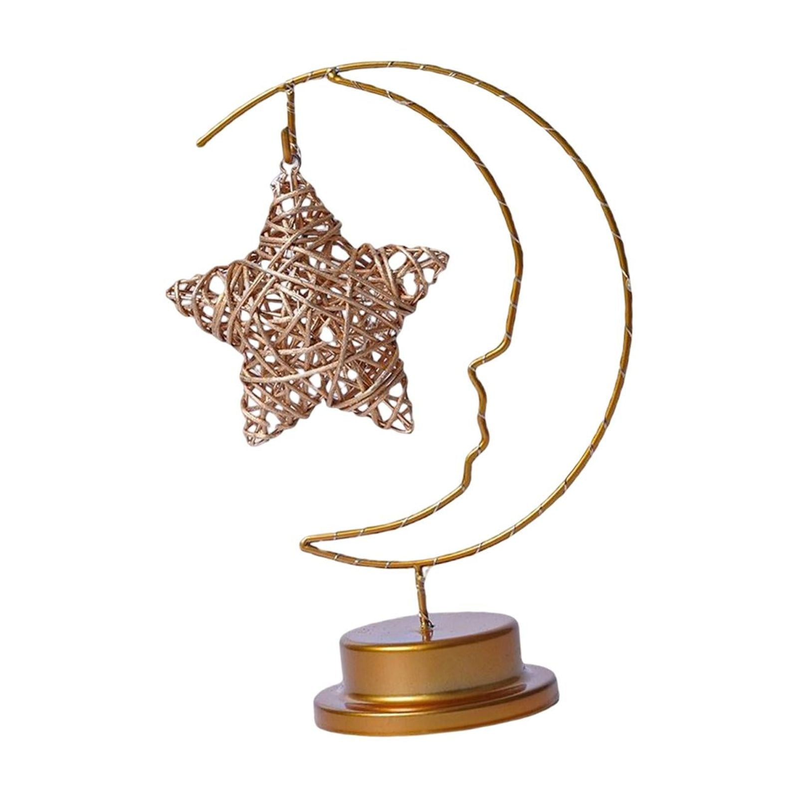 Magideal - Luz Colgante De Metal Decoraciones Adorno Lámpara De Luz De Noche Luz De Noche Para Fiesta De Festival Oficina Al Aire Libre Familia Estrellas De Ratán