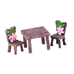 Magideal - Juego De Sillas De Mesa En Miniatura Colecciones Regalos Juguetes Artesanías De Resina Escultura Estatua Figuritas Para Diseños De Paisaje Props Micro , Multicolor