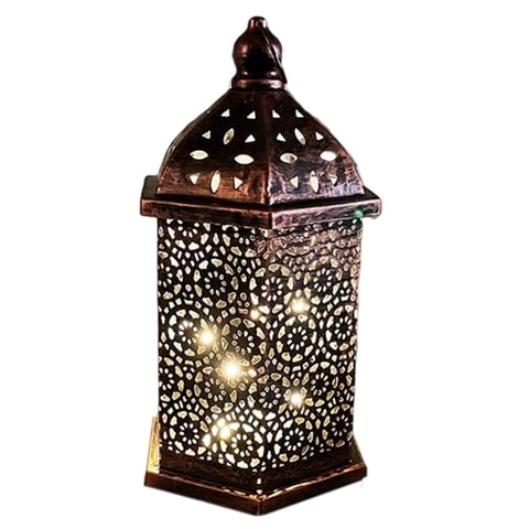 Magideal - Luz De La Atmósfera De La Lámpara De Tallada Hueca, Lámpara Decorativa Ahuecada Colgante Lámpara De Escritorio Con Pilas Para La Decoración Bronceado 268X15Cm