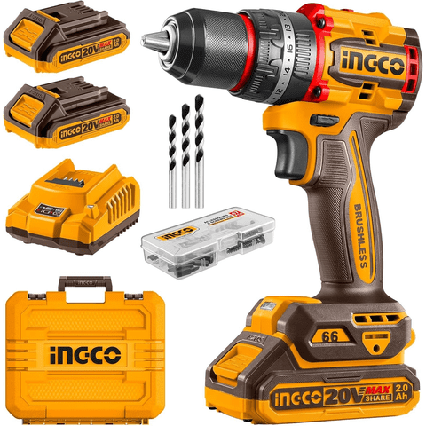 Taladro Perc Inalámbrico Bl 20V Ingco + 2 Bateria Cidli20668