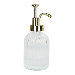 Magideal - Dispensador De Jabón De Vidrio, Fácil De Llenar, Dispensador De Jabón Manual Resistente Multifuncional, Botella Vacía Con Bomba Para Cuarto De Lavado, Oro