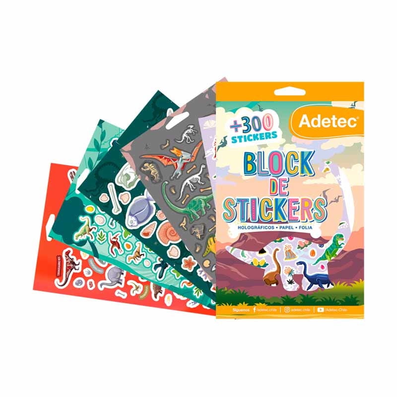 Block De Stickers Dinosarurio, Color Surtido 1 Un Adetec