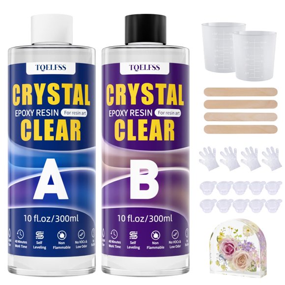Kit de resina epoxi TQELFSS 600 ml transparente de curado rápido