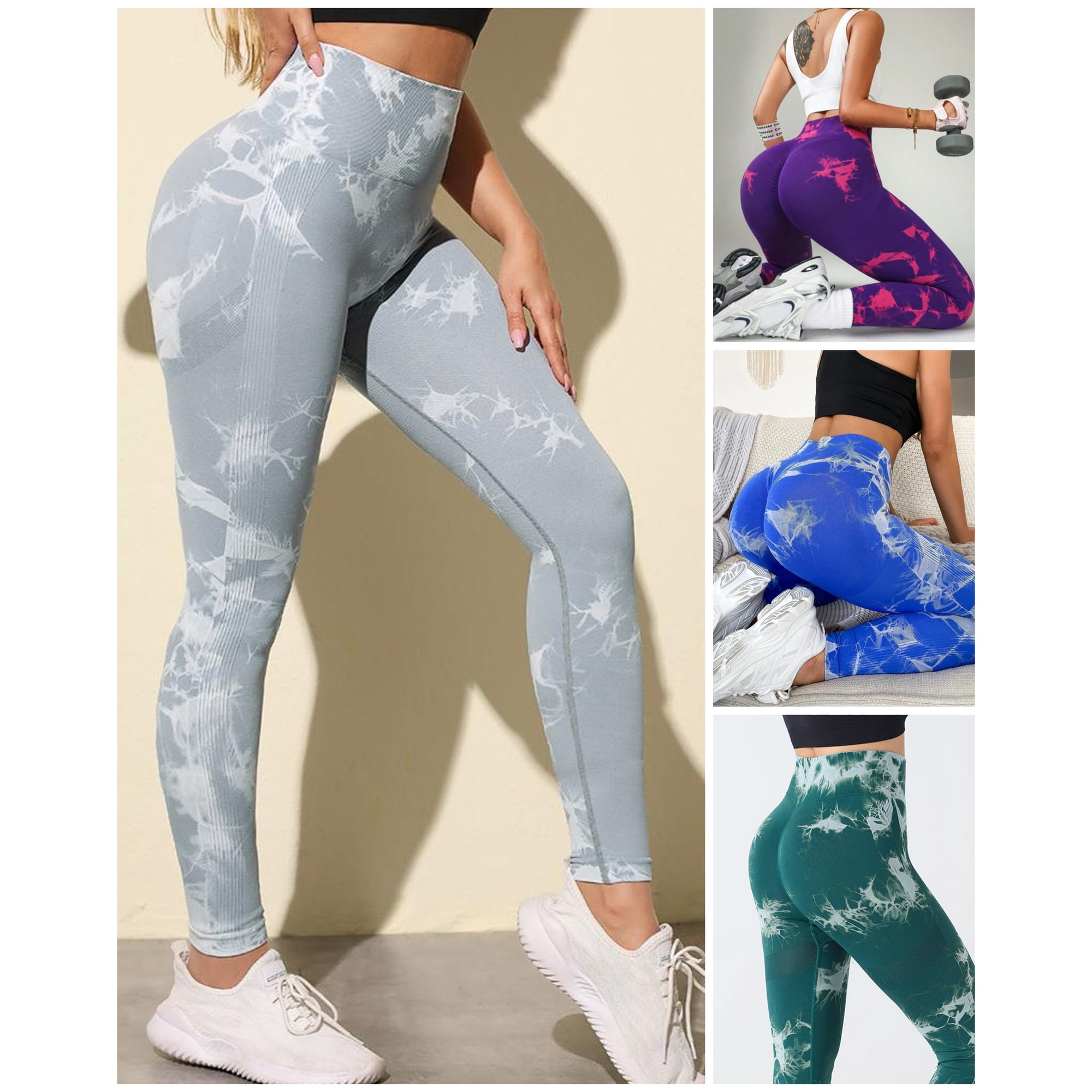 Flix Line - Pack 4 Calzas Tie Dye Sin Costura Push Up Mujer