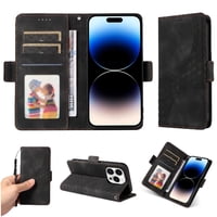 Carcasa Foxdock Iphone 14 Pro De Cuero Pu, Diseño Acolchado Clásico, Protección Contra Caídas Y Rayones