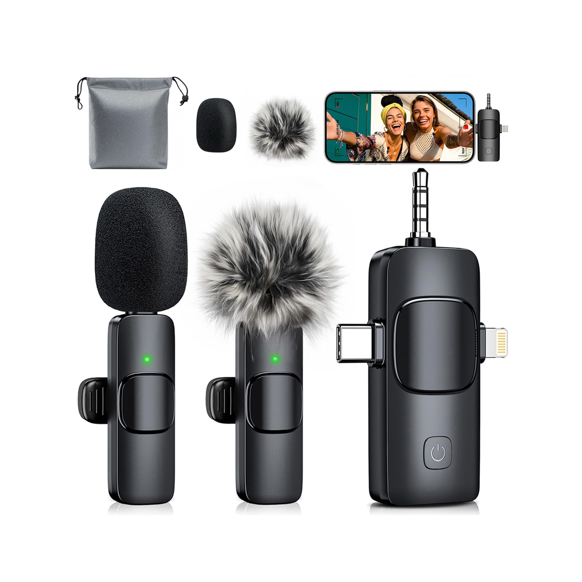 Micrófono Lavalier Inalámbrico Meneresas 3 En 1 Para Iphone