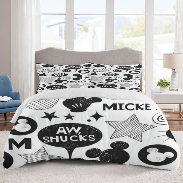 Mickey Mouse Bedding Sets Cartoon Duvet Cover Lightweight 3 Piece Bet Sets for Kids Boys Girls