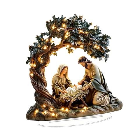 Magideal - Decoración De Belén 2D, Decoración De Belén Acrílico, Obra De Arte, Adorno Rústico De Escritorio Para Chimenea, Estantería, Sala De Estar, Vacaciones 176 Cm X 20 Cm