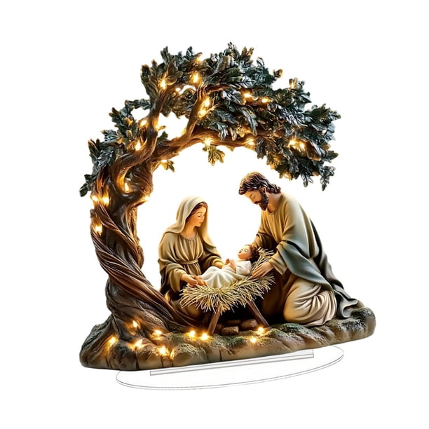 Nacimiento De Jesús En 2D, Decoración Acrílica Para Belén, Para Interiores, Festivales Y Oficinas, 17,6 X 20 Cm
